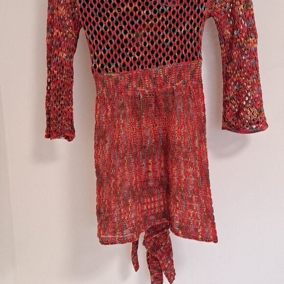 Neslay Paris Multi Colored Knit Front Tie Sweater Misses Size Misses S/M - Picture 10 of 13